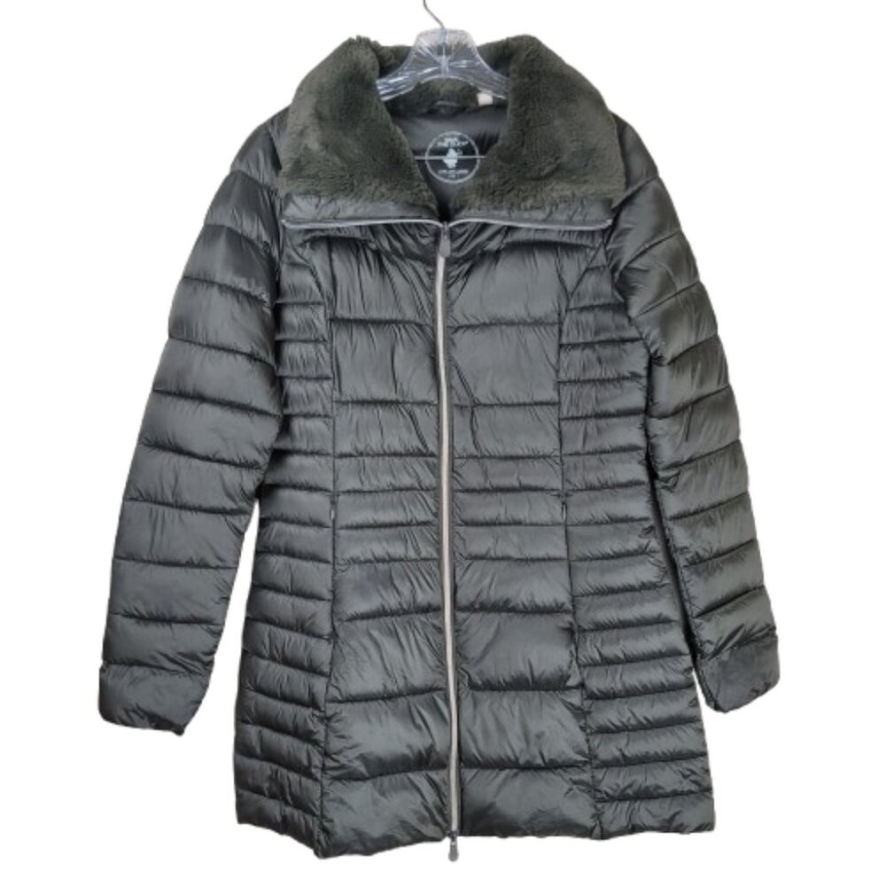 Save The Duck Long Puffer Coat Vegan Insulated Green Women's Small
